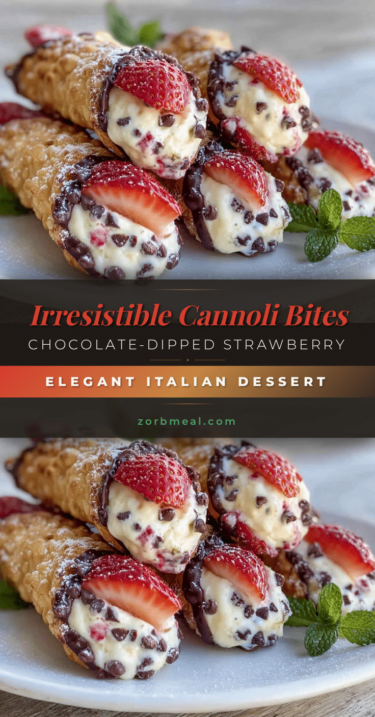 Chocolate-Dipped Strawberry Cannoli Bites recipe