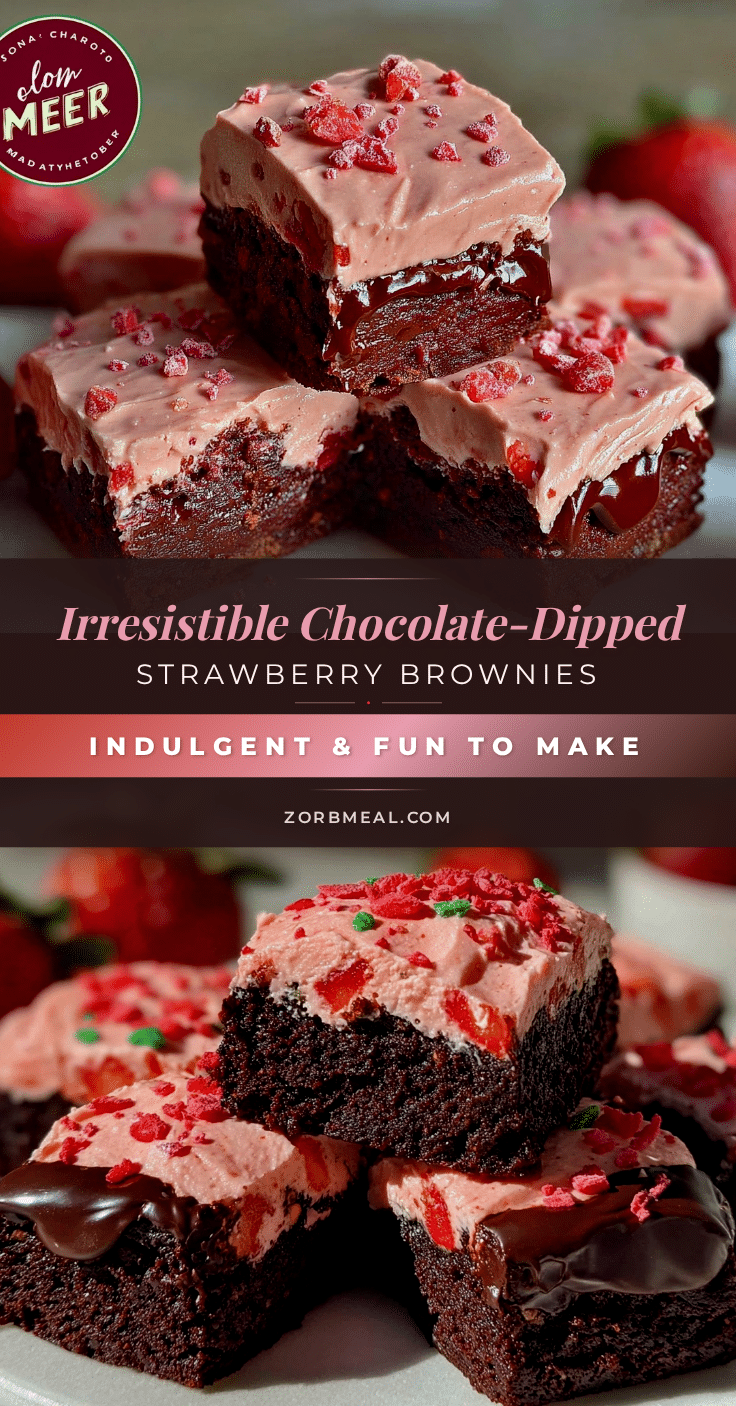 chocolate-dipped strawberry frosted brownies recipe