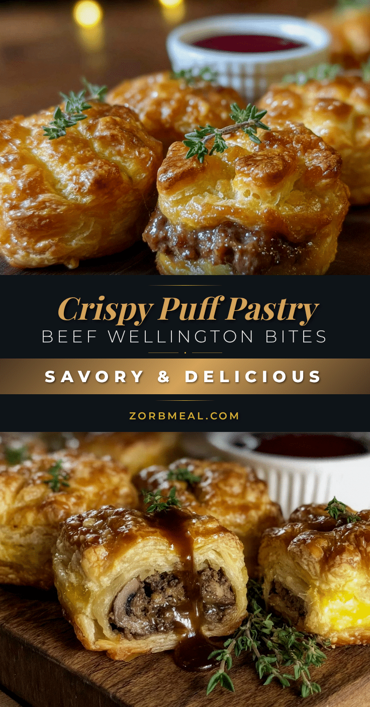 crispy puff pastry beef Wellington bites recipe
