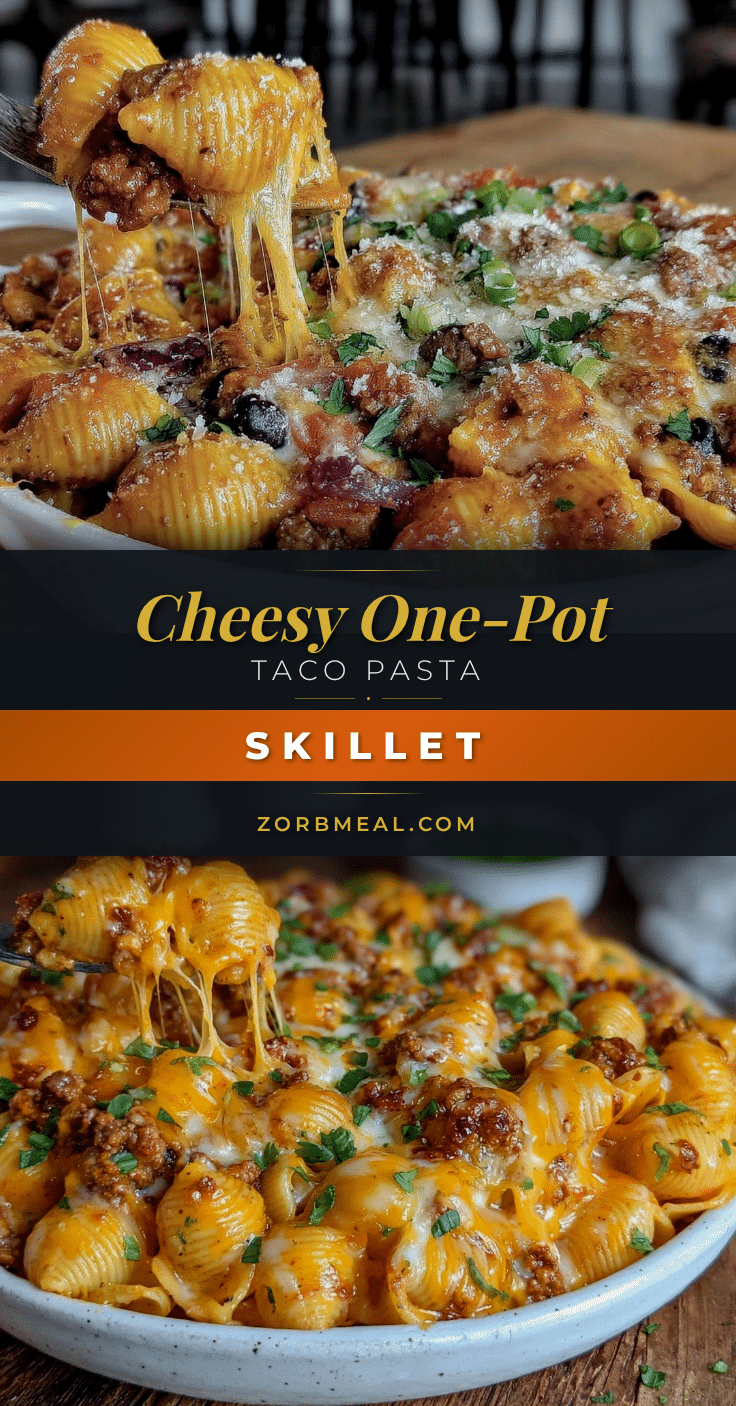 creamy cheesy taco pasta skillet recipe