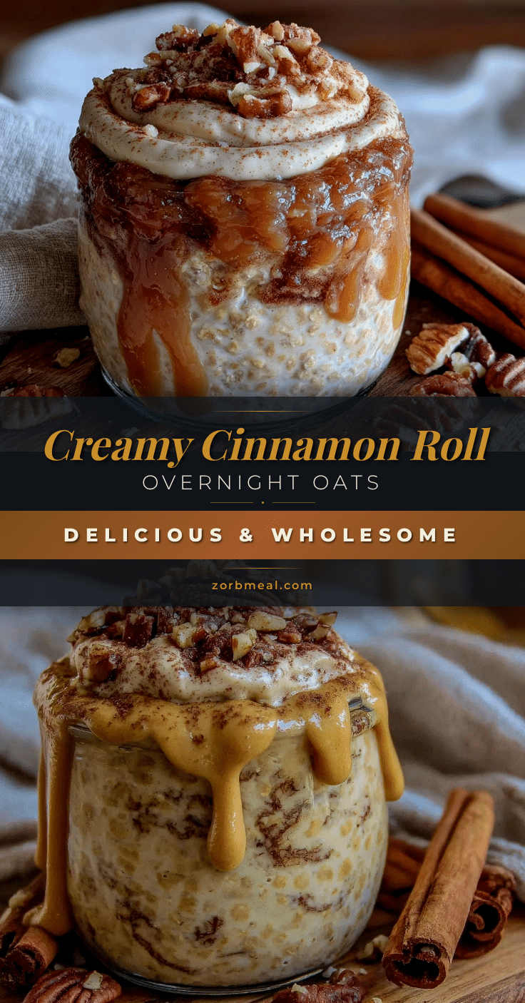 creamy cinnamon roll overnight oats recipe
