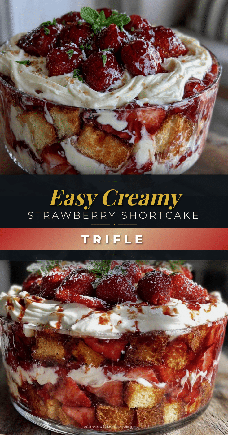 Easy Creamy Strawberry Shortcake Trifle recipe