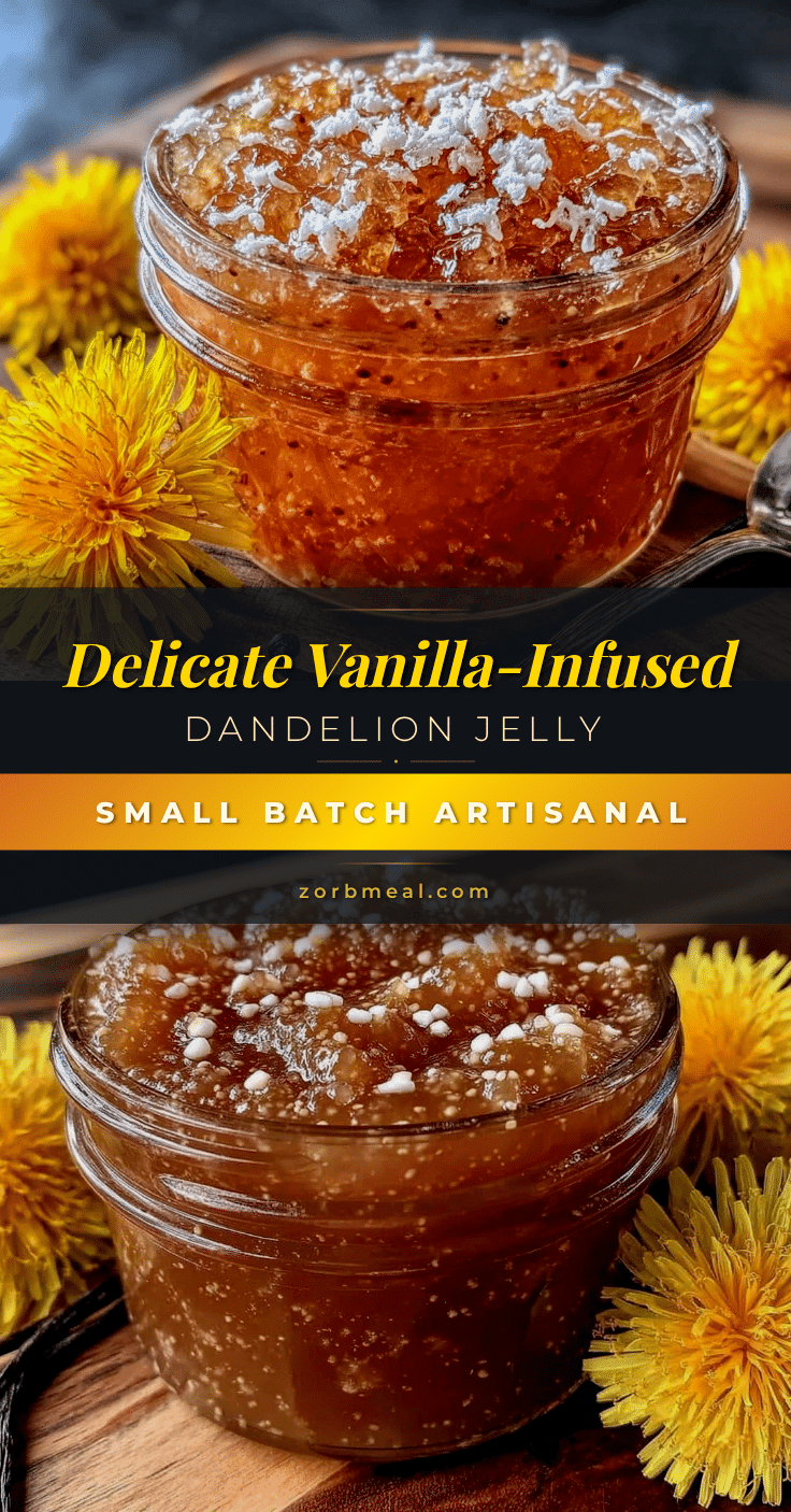 homemade small-batch dandelion jelly with vanilla recipe