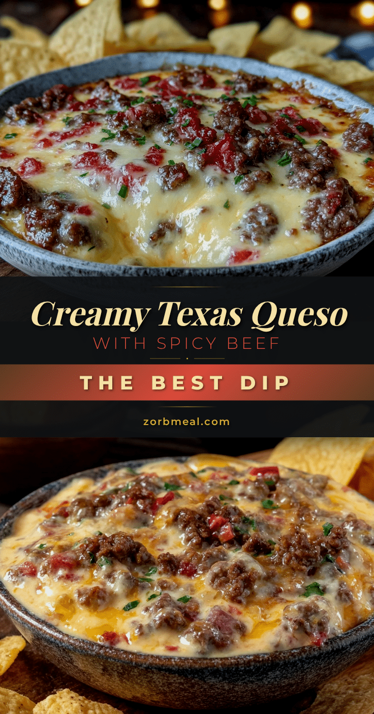 creamy Texas queso with ground beef recipe