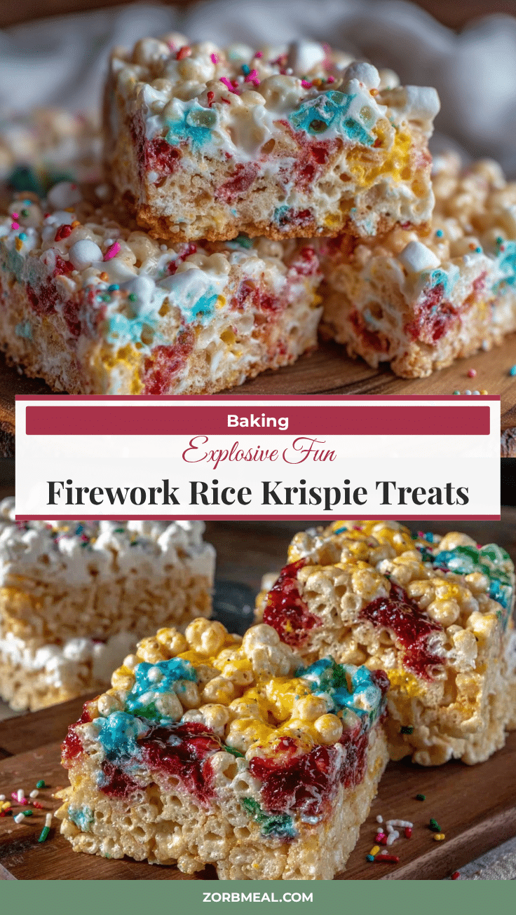 Colorful Firework Explosion Rice Krispie Treats recipe