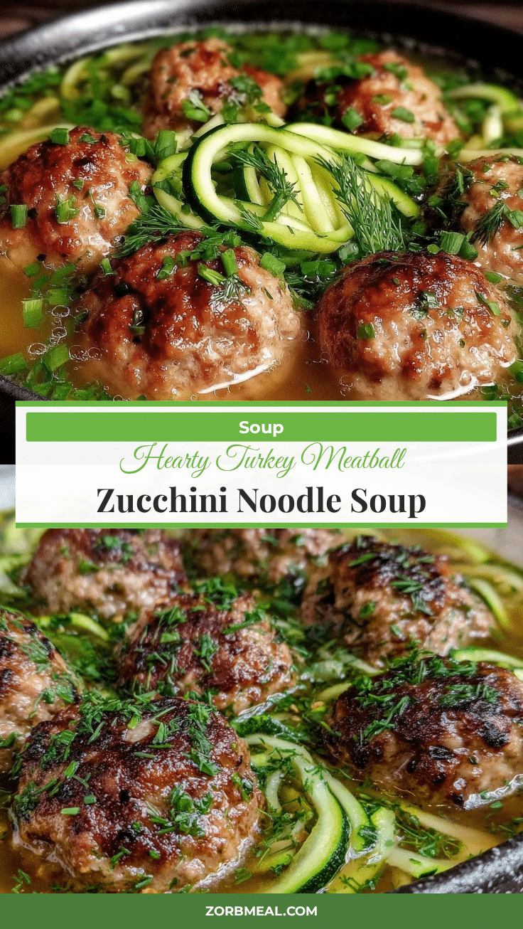 Healthy Turkey Meatball Zucchini Noodle Soup recipe