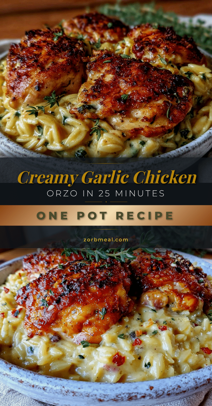 quick creamy garlic chicken orzo recipe