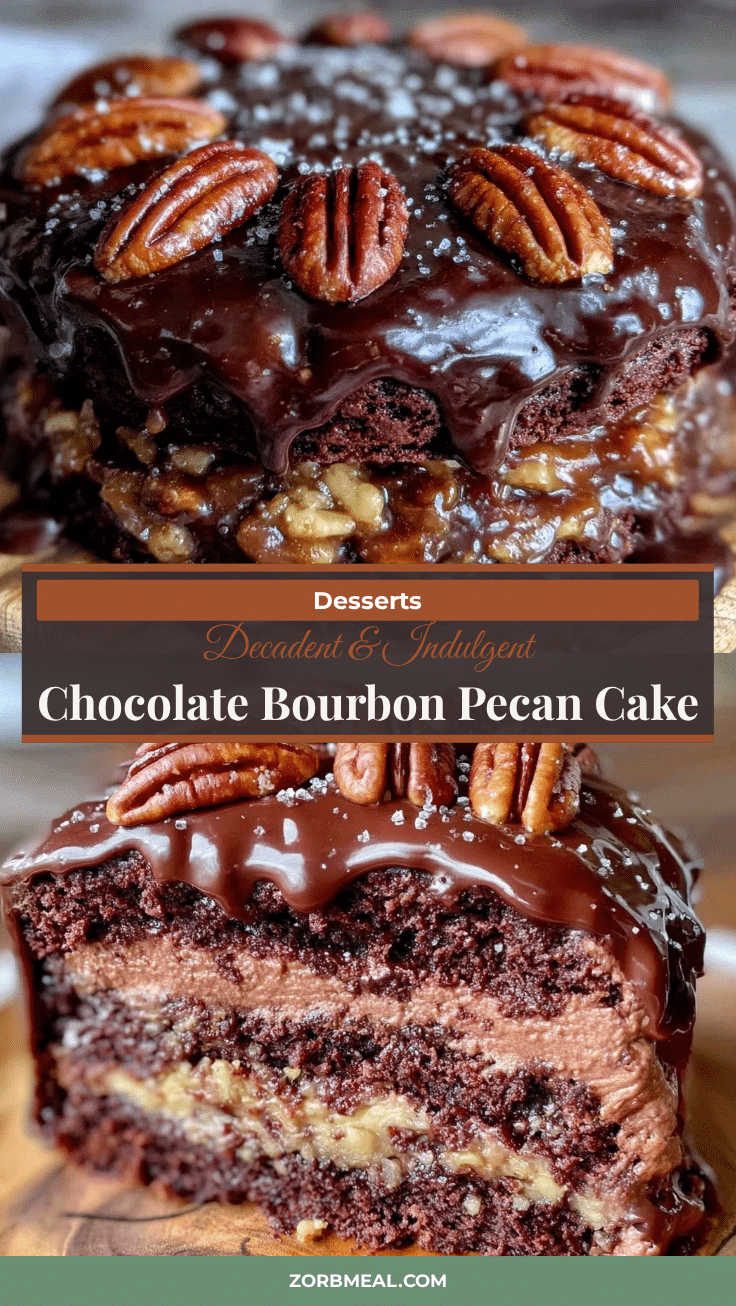 chocolate bourbon pecan layer cake recipe