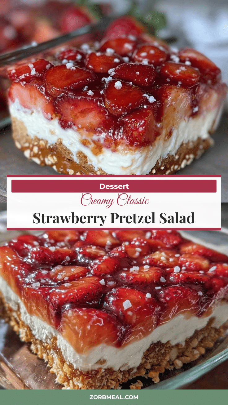 classic creamy strawberry pretzel salad dessert recipe