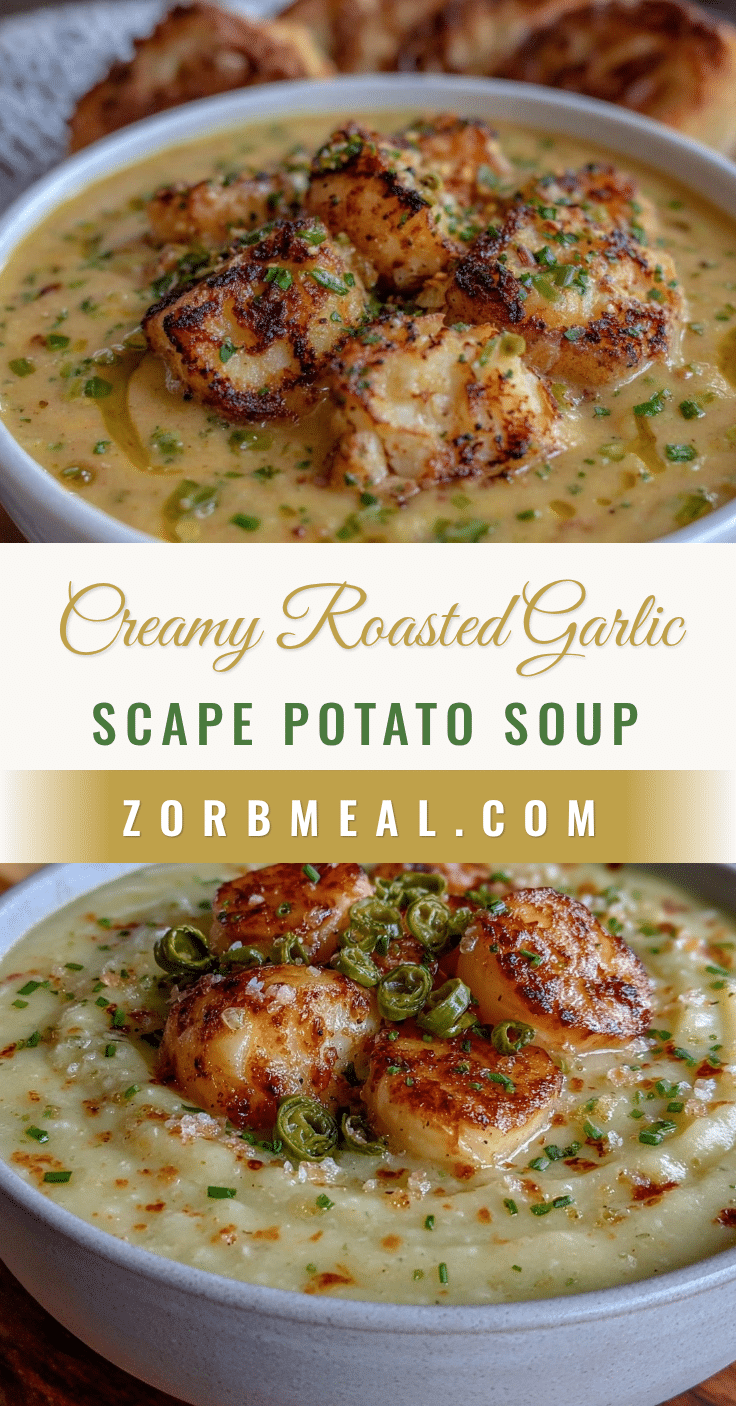 creamy roasted garlic scape and potato soup recipe
