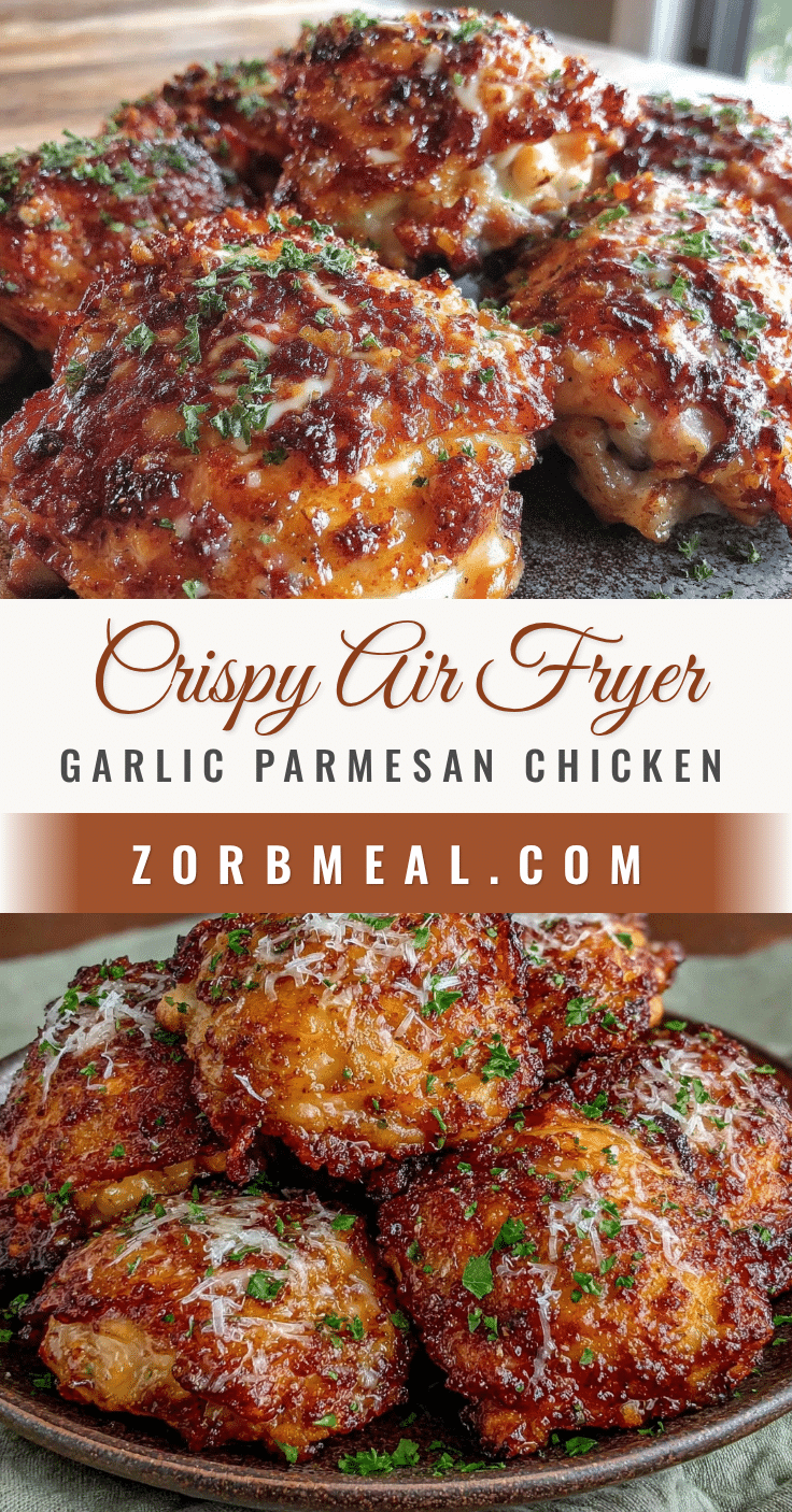 crispy garlic parmesan chicken thighs air fryer recipe