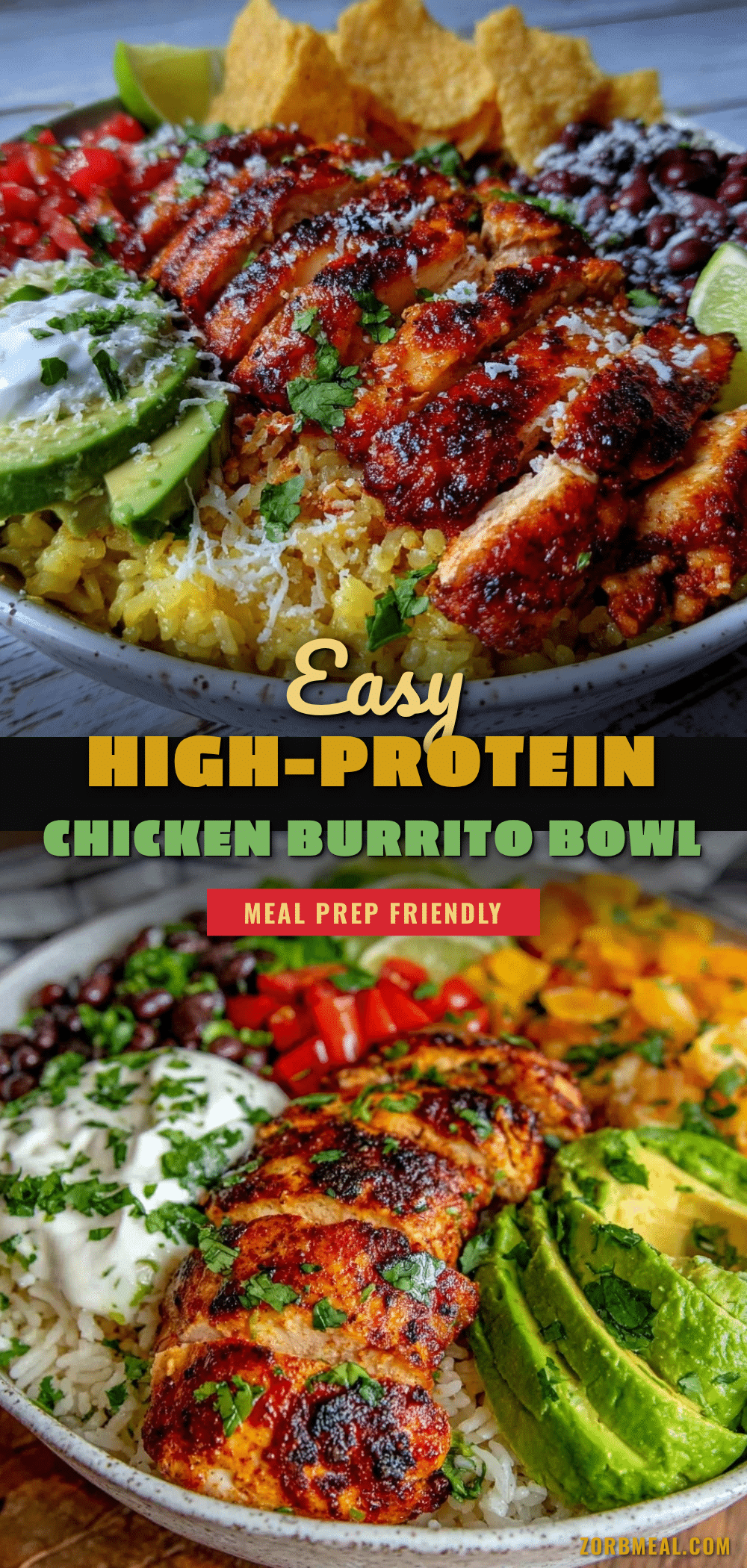 easy high-protein chicken burrito bowl recipe