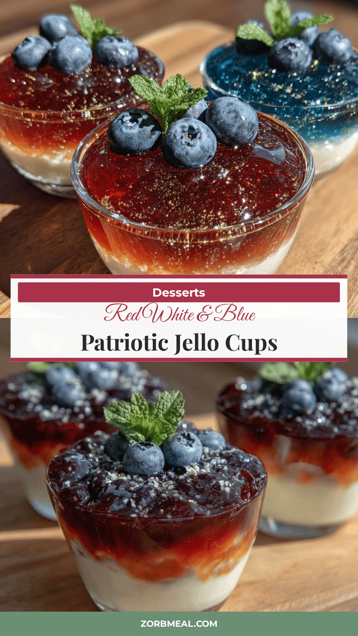 Festive Red White and Blue Layered Jello Cups recipe