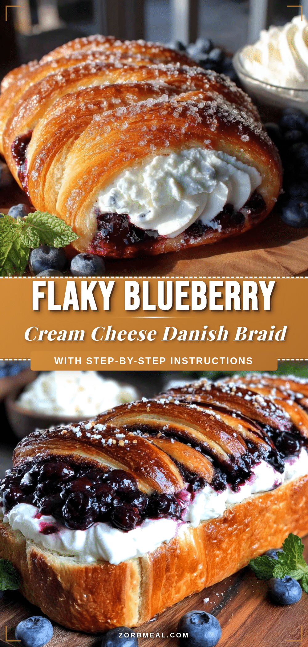 Flaky Blueberry Cream Cheese Danish Braid recipe