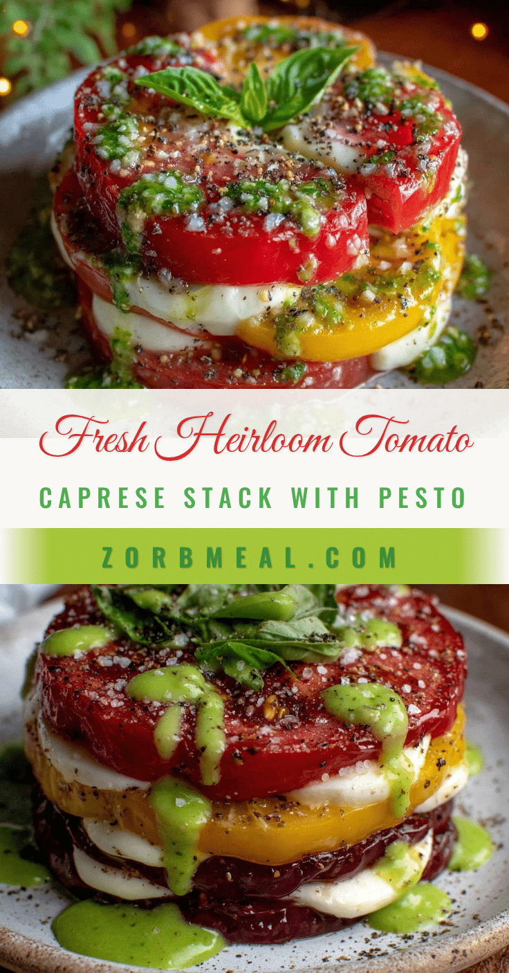 Fresh Heirloom Tomato Caprese Stack recipe