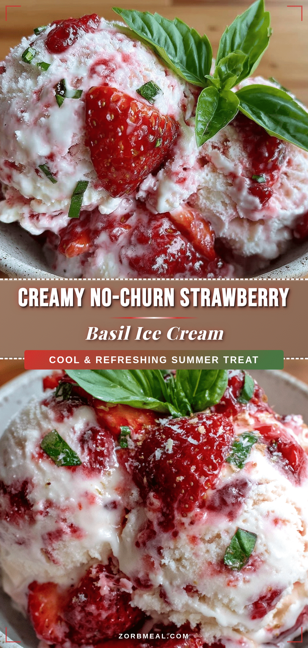 no-churn strawberry basil ice cream recipe
