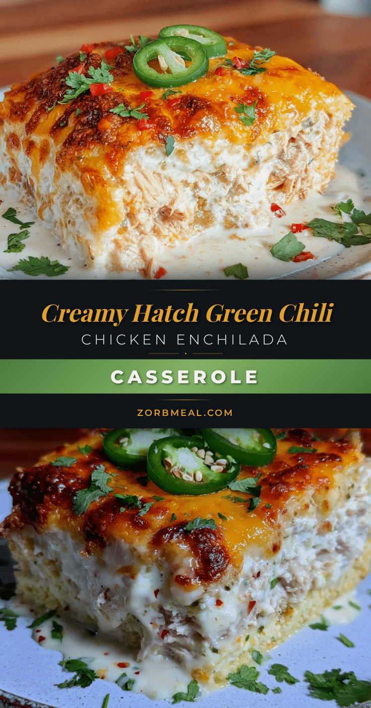 creamy hatch green chili chicken enchilada casserole recipe