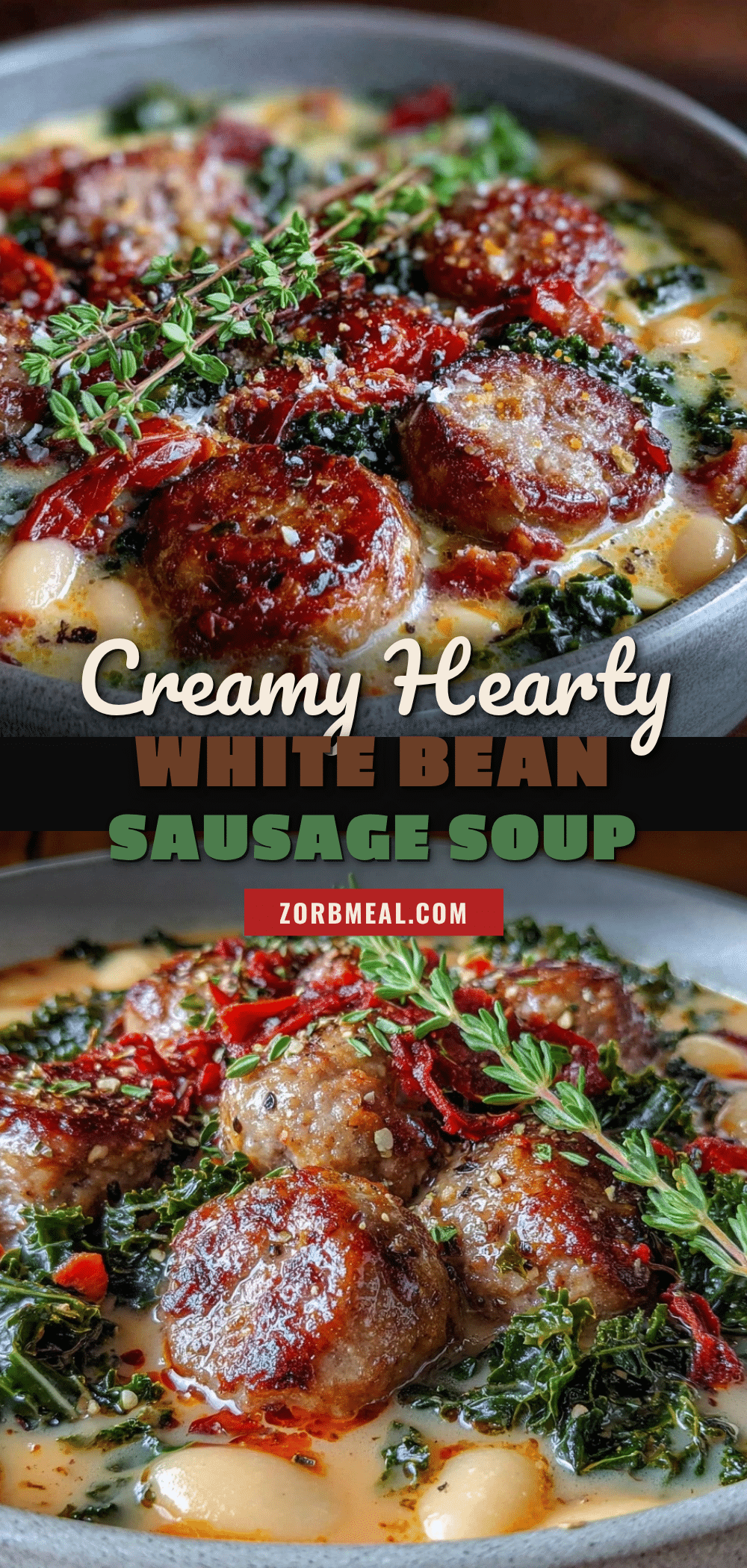 creamy hearty white bean sausage and kale crockpot soup recipe