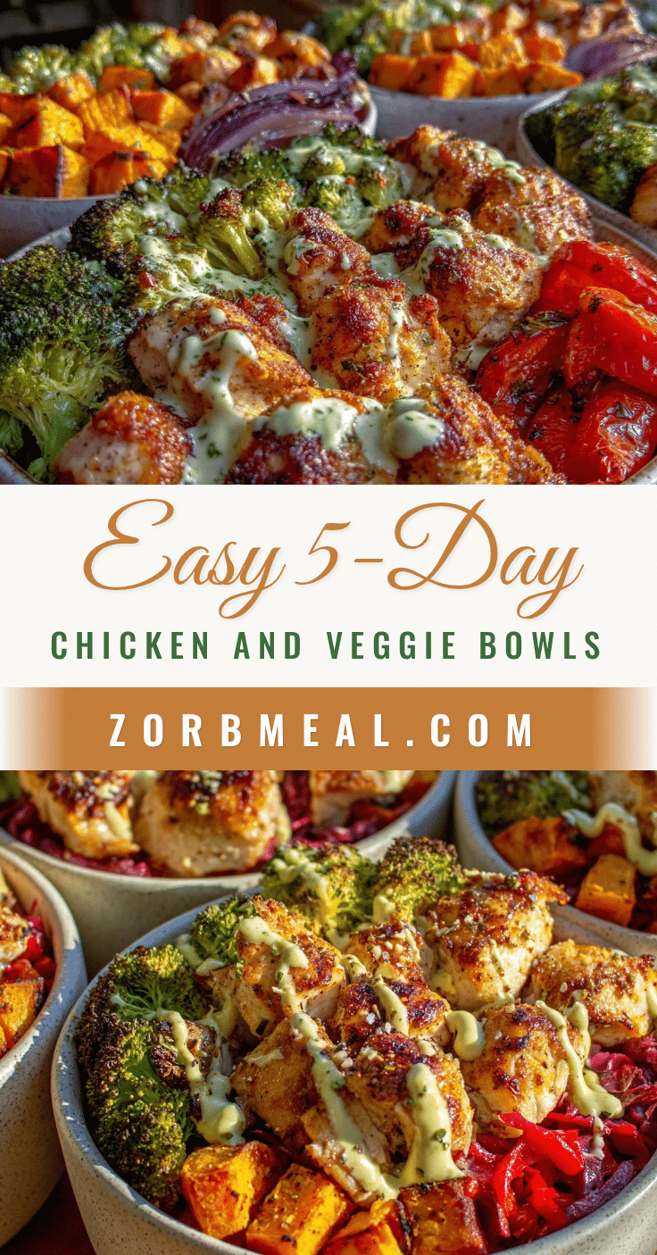 easy 5-day chicken and roasted veggie meal prep bowls recipe