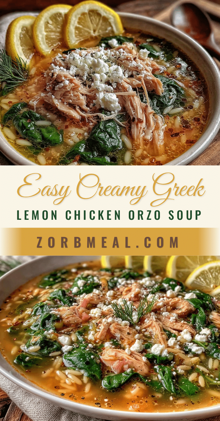 Greek Lemon Chicken Orzo Soup recipe