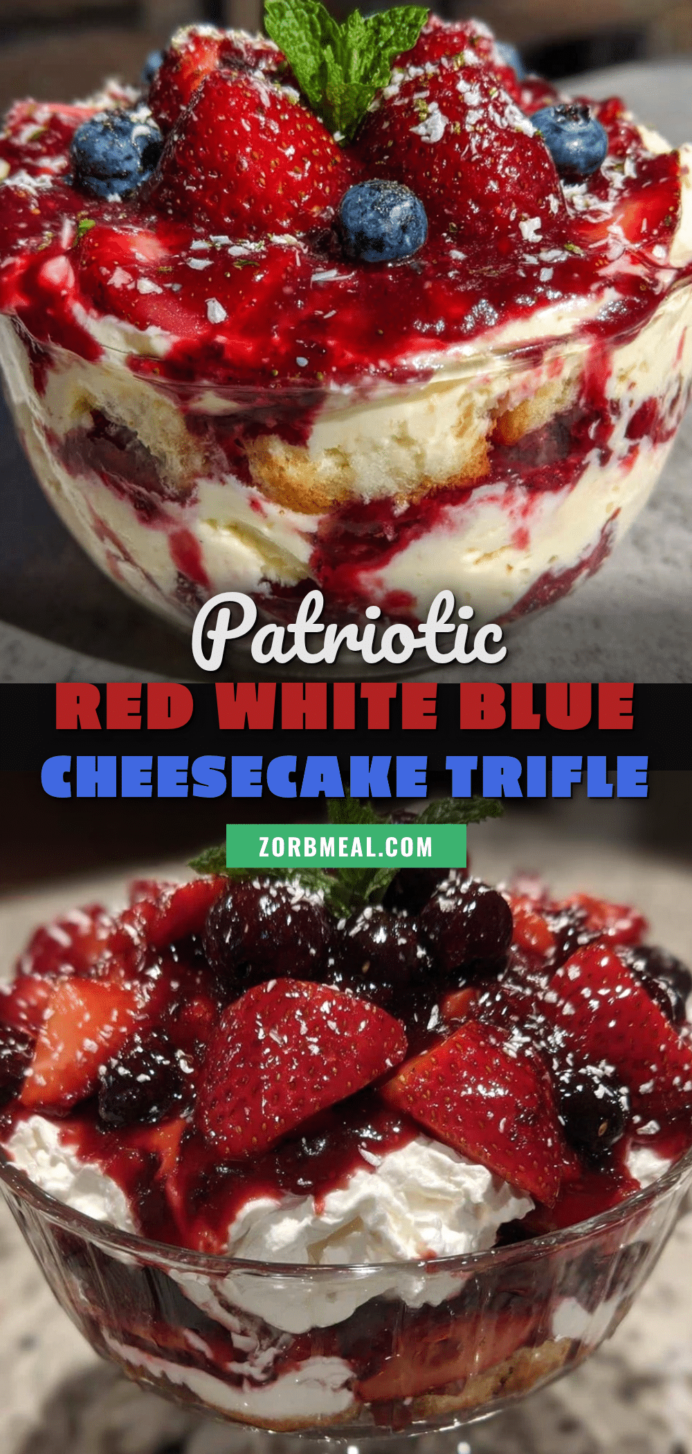 red white and blue strawberry cheesecake trifle recipe