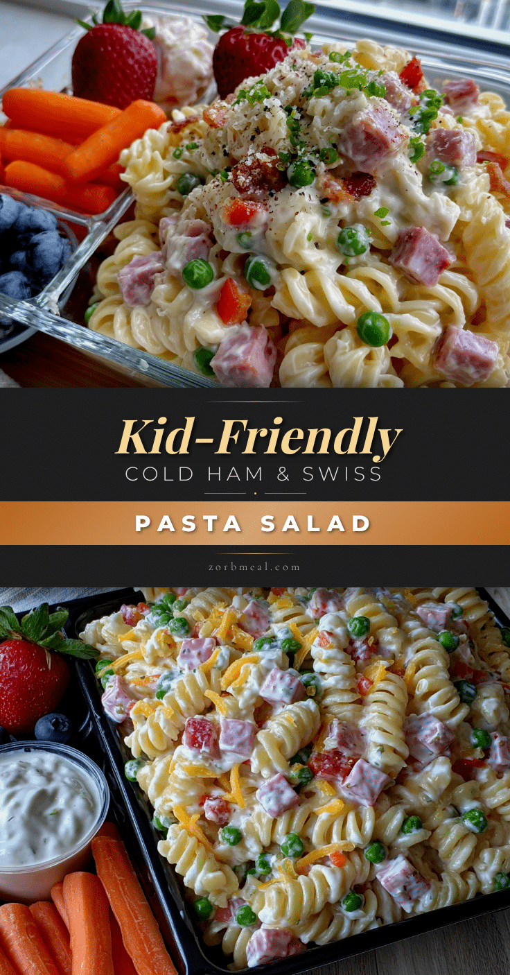 cold ham swiss pasta salad for kids lunchbox recipe