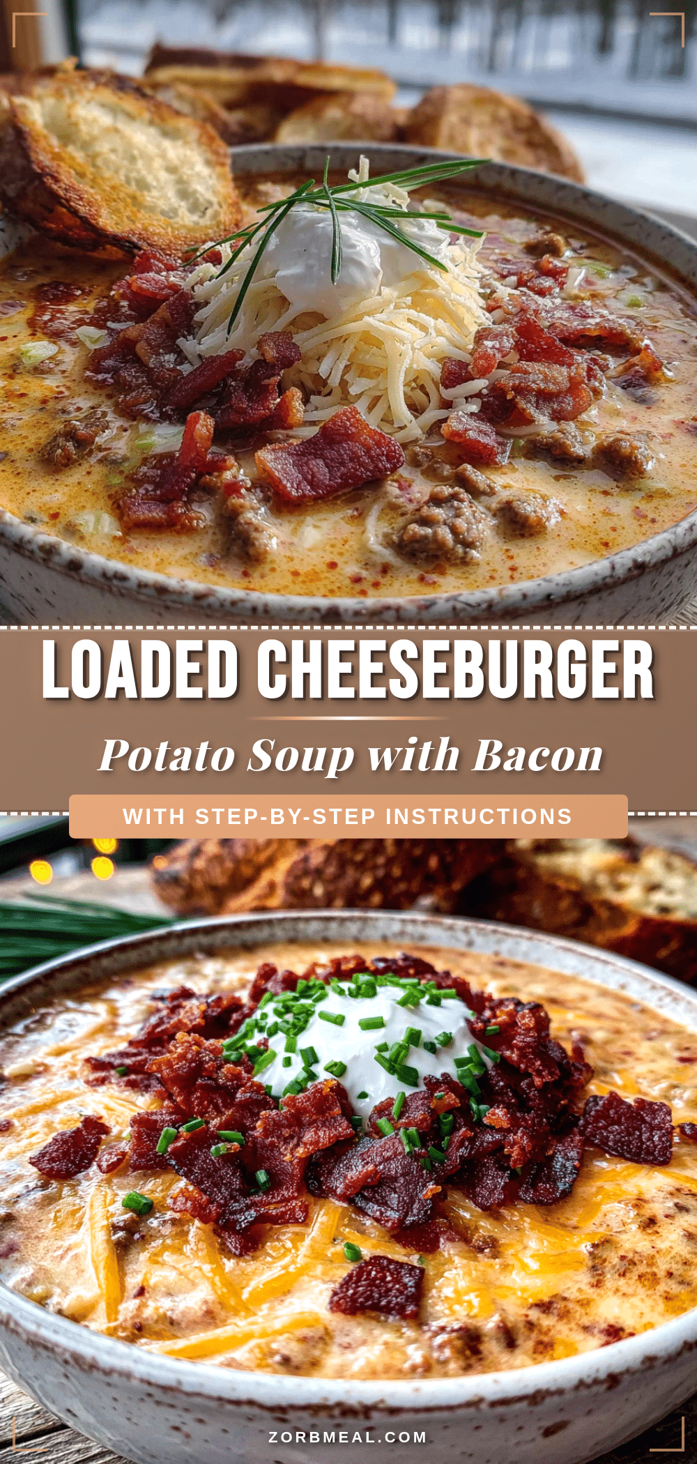 creamy cheeseburger potato soup with bacon recipe