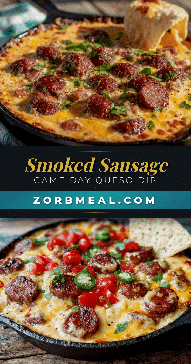 smoked sausage game day queso dip recipe