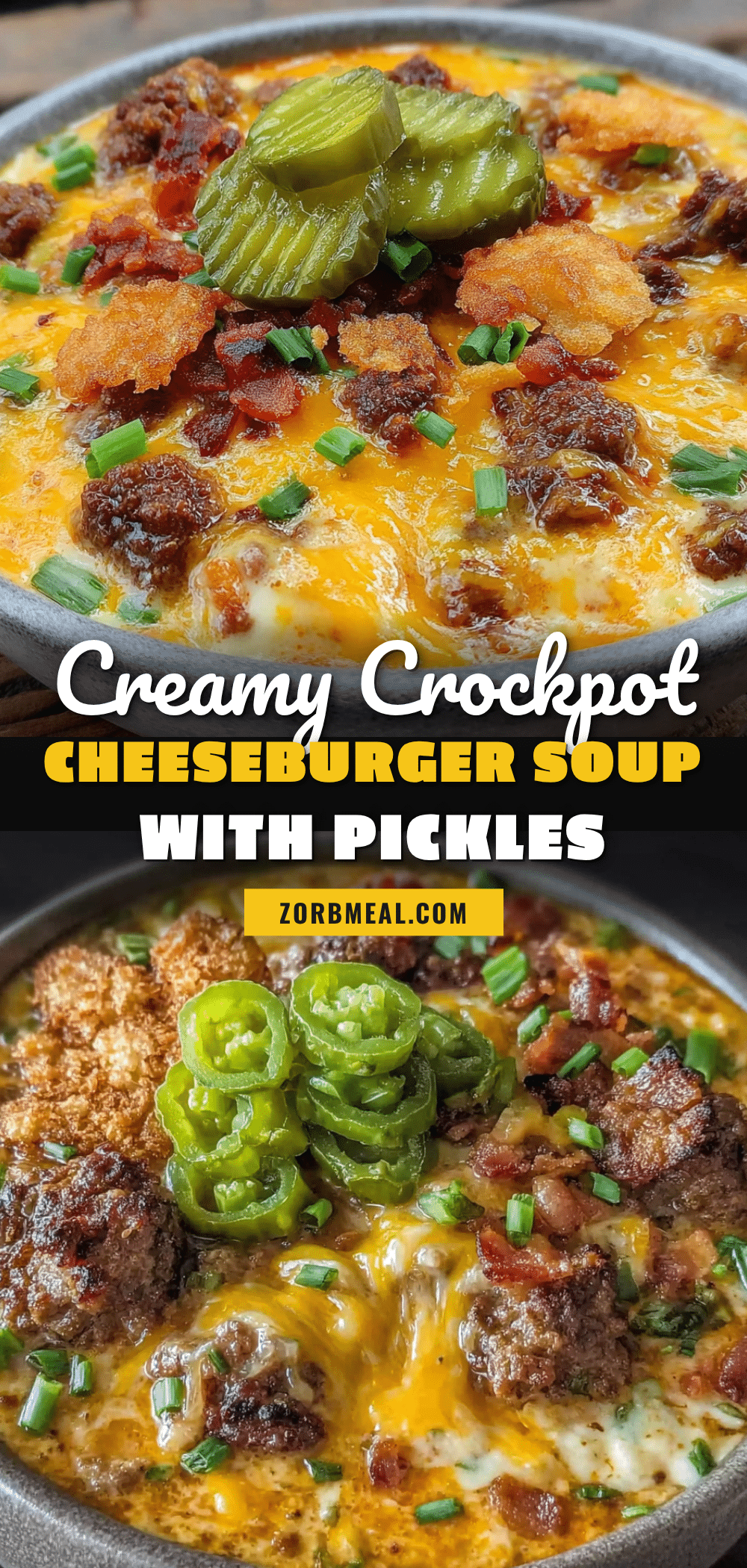 creamy crockpot cheeseburger soup with pickles recipe