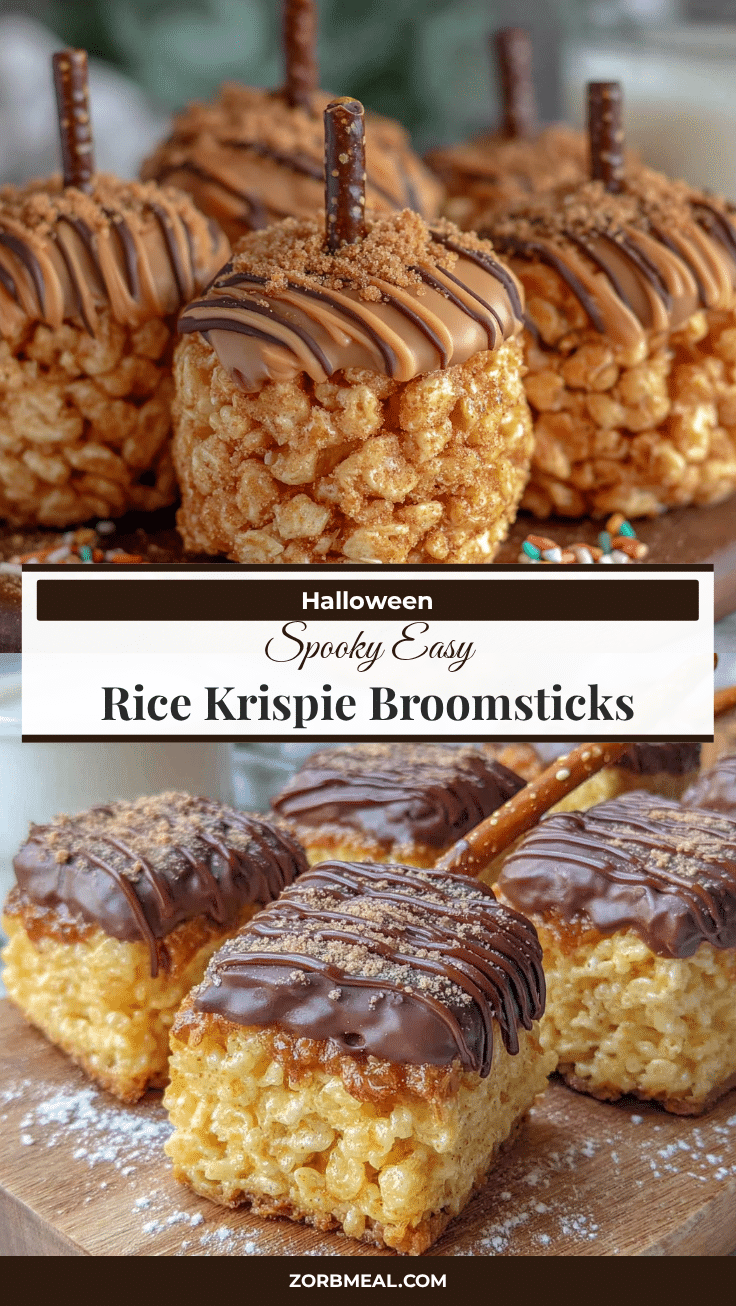 Easy Rice Krispie Broomstick Treats for Halloween recipe