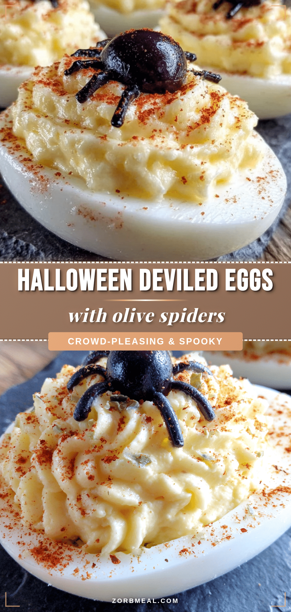 Halloween deviled eggs olive spiders recipe