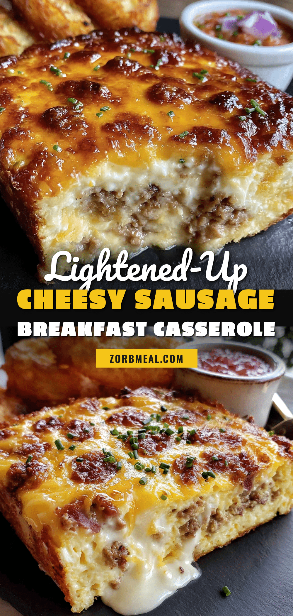 lightened-up cheesy sausage breakfast casserole recipe