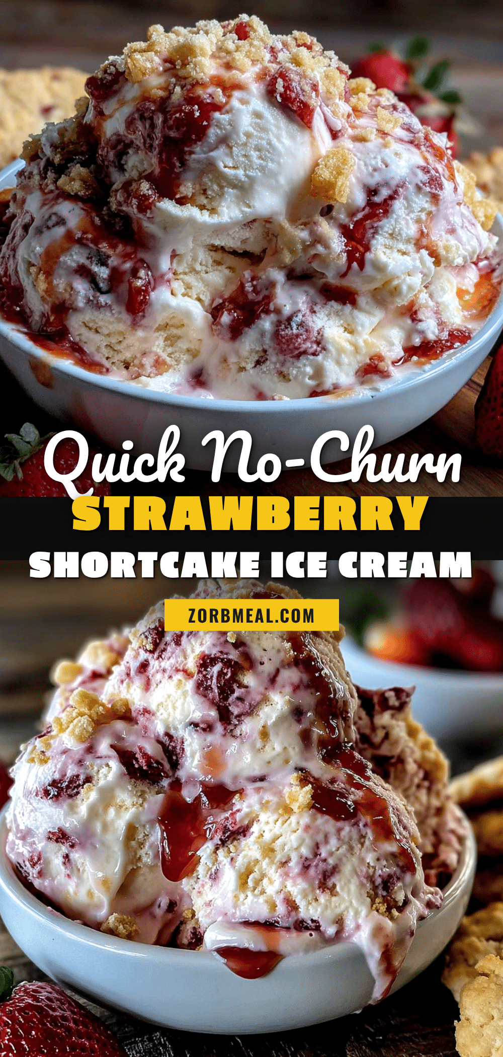 No-churn strawberry shortcake ice cream recipe