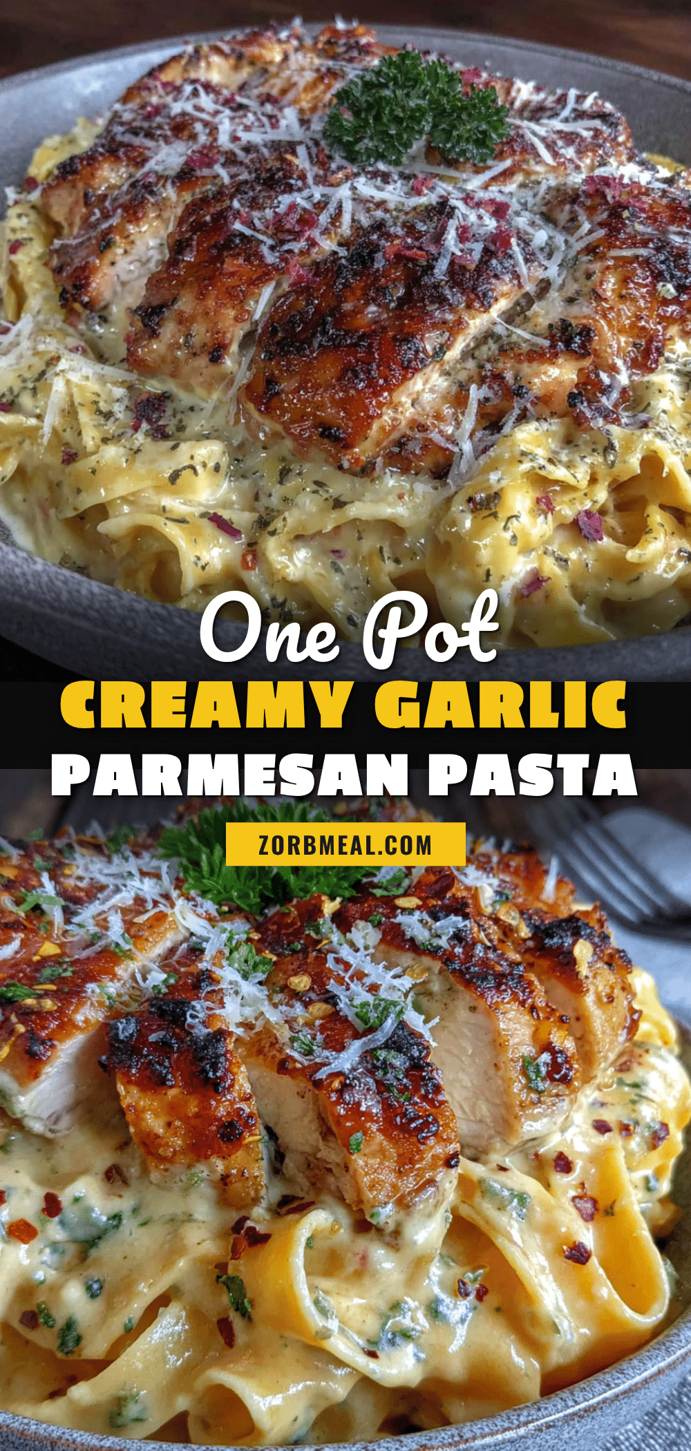 one-pot creamy garlic parmesan chicken pasta recipe