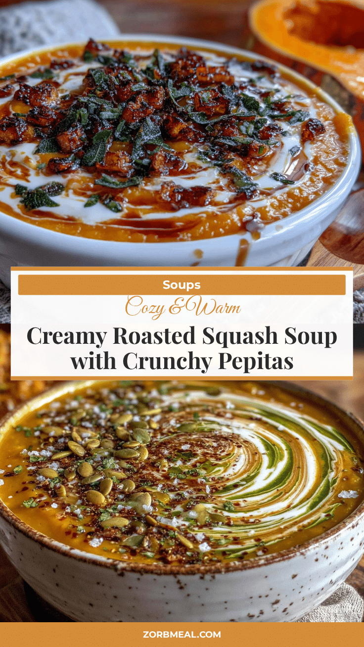 roasted squash soup with crunchy pepitas recipe