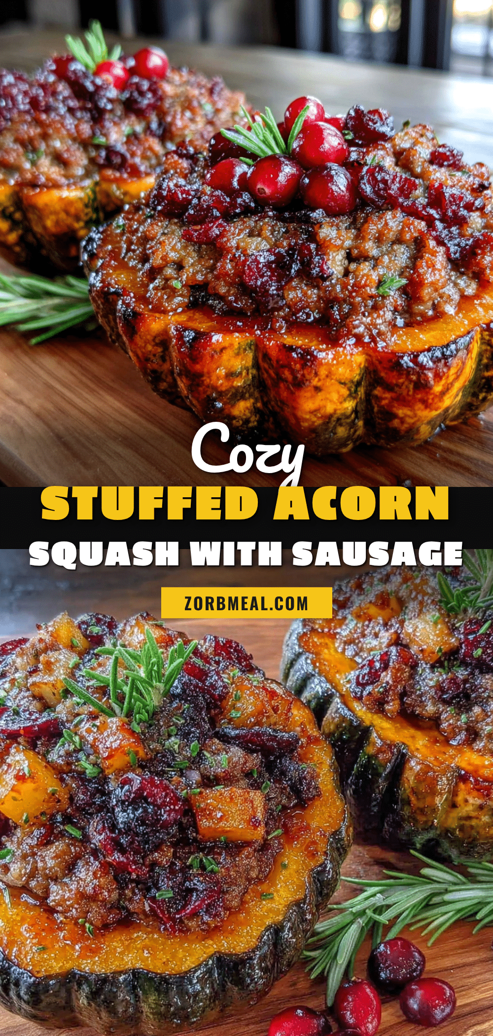 stuffed acorn squash with sausage and cranberries recipe