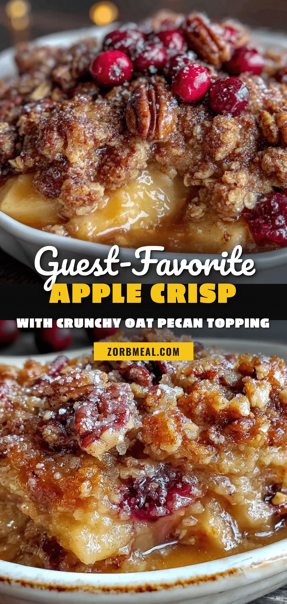 apple crisp with crunchy oat pecan topping recipe