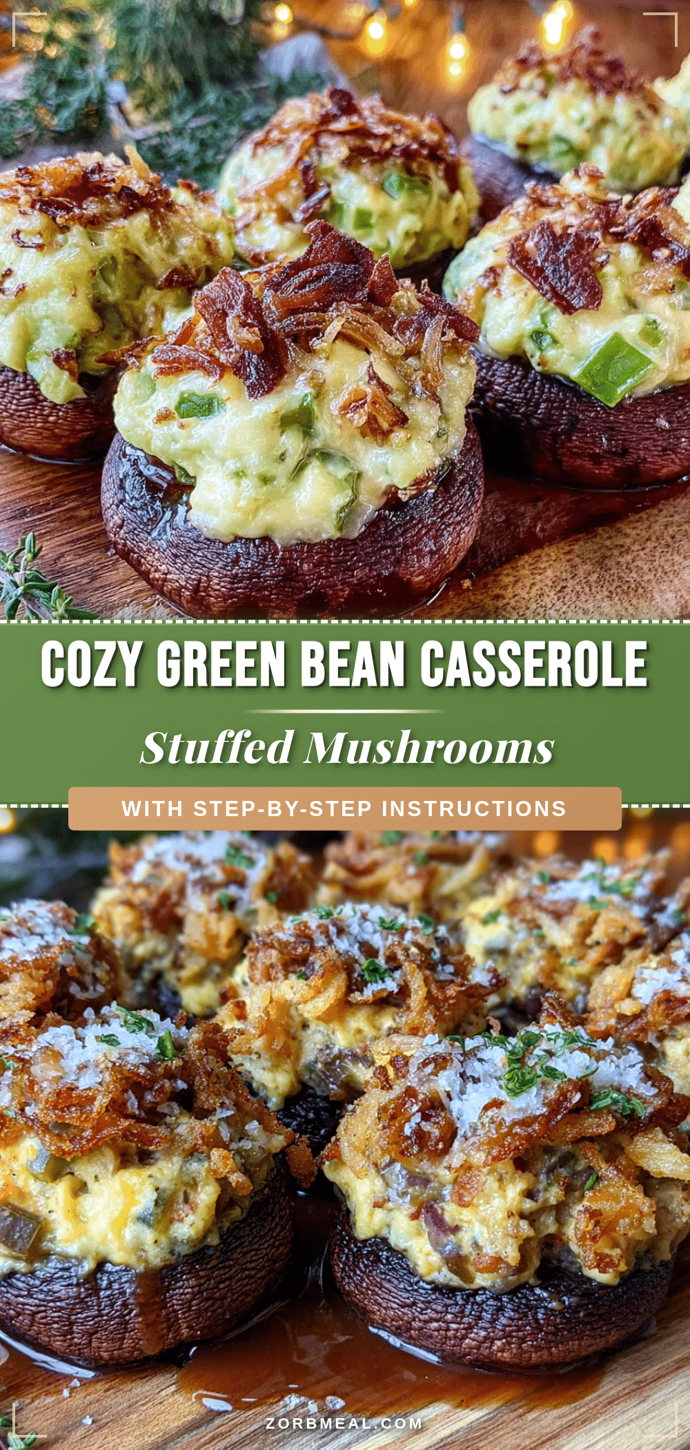 green bean casserole stuffed mushrooms recipe