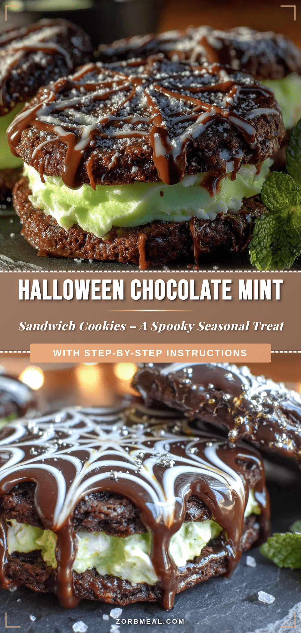 Halloween Chocolate Mint Sandwich Cookies recipe