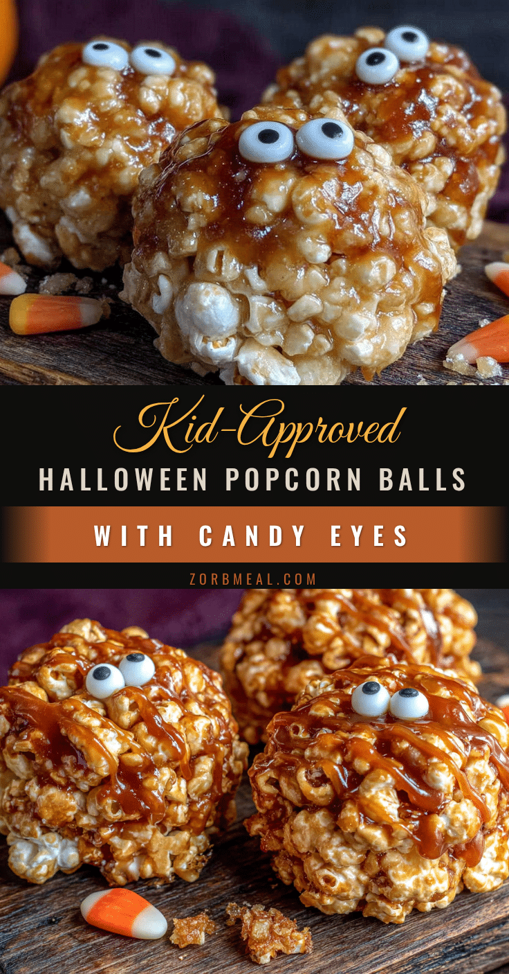 Halloween popcorn balls with candy eyes recipe