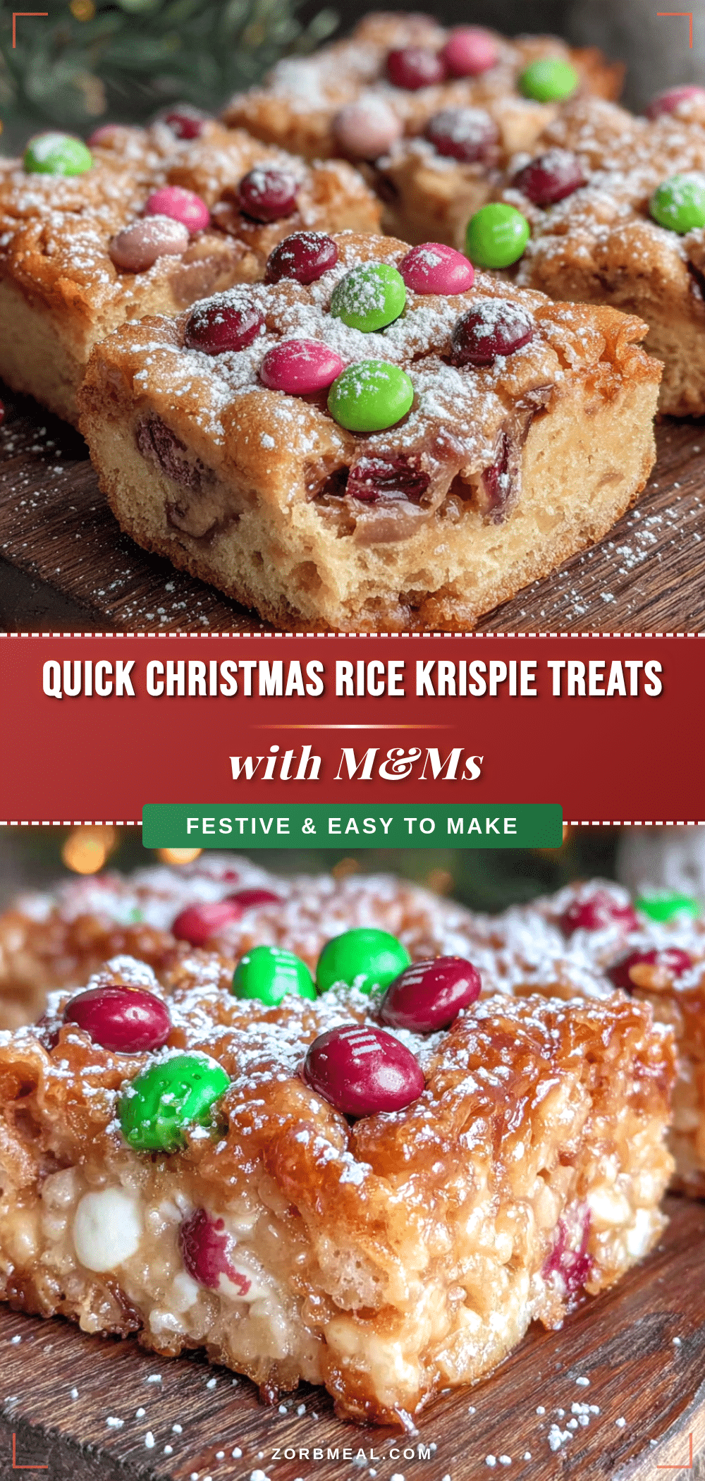 Christmas Rice Krispie Treats with M&Ms recipe