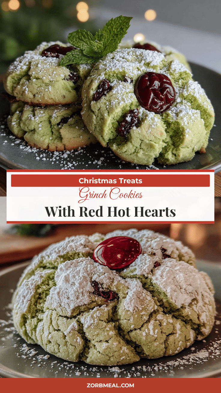 Festive Grinch Cookies with Red Hot Hearts recipe