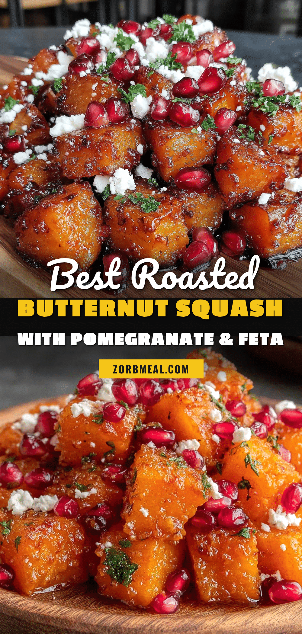 roasted butternut squash with pomegranate and feta recipe