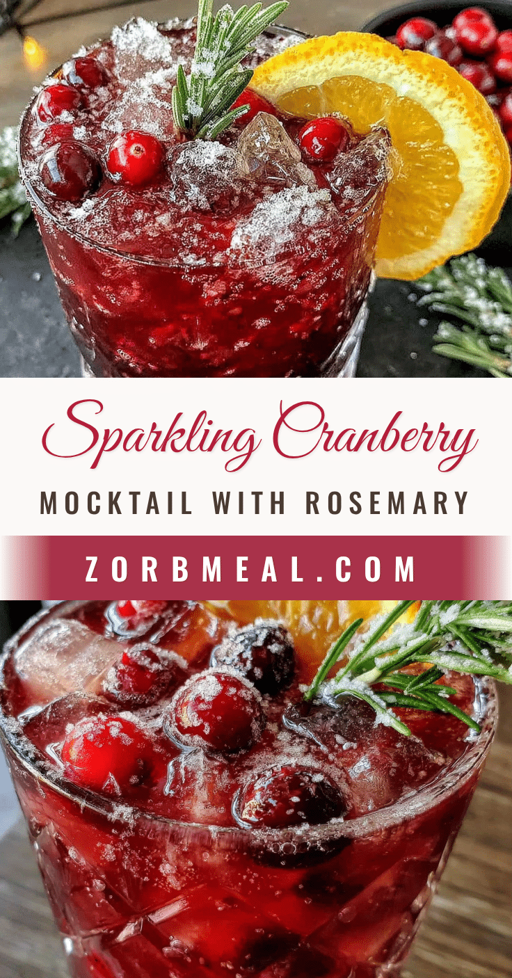 sparkling cranberry mocktail with rosemary recipe