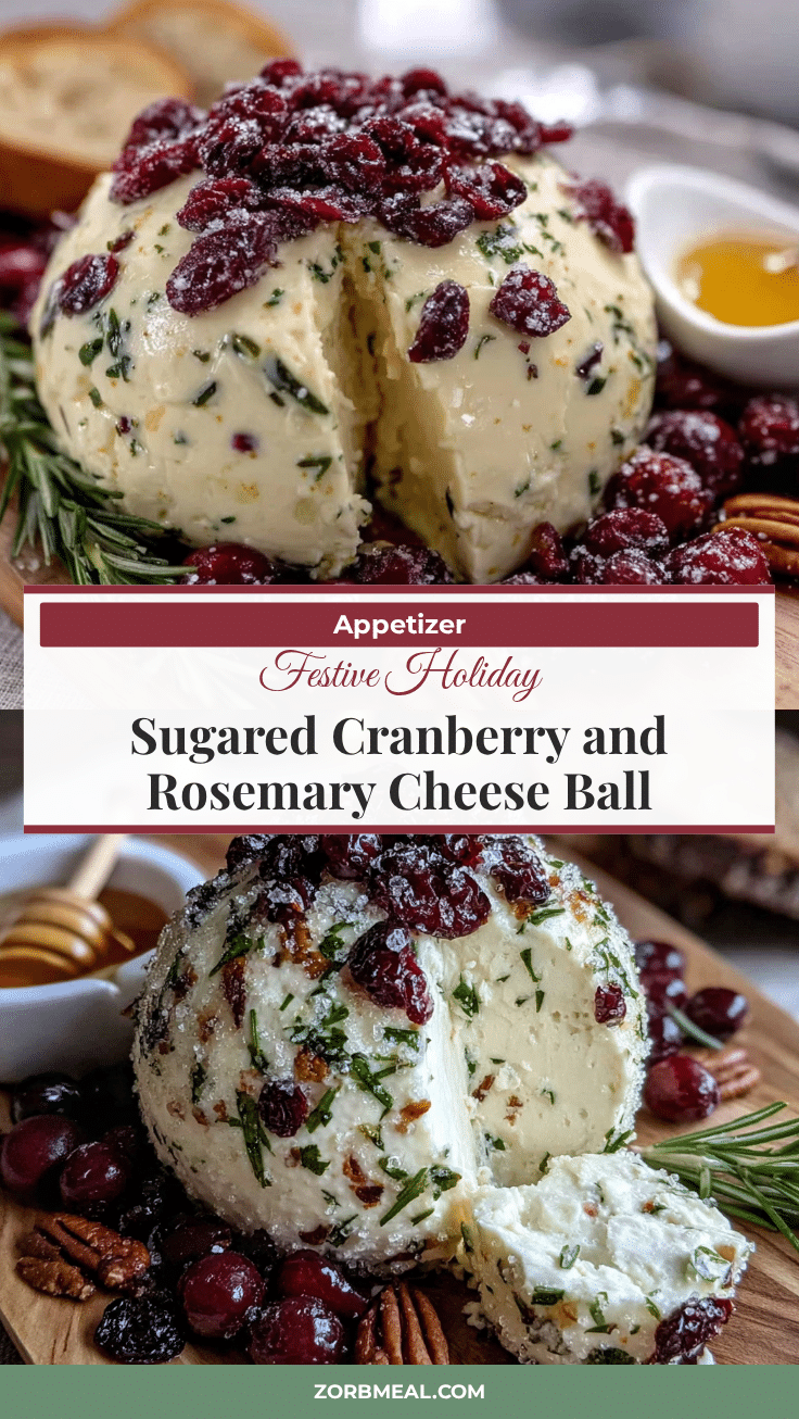 Sugared cranberry rosemary cheese ball recipe